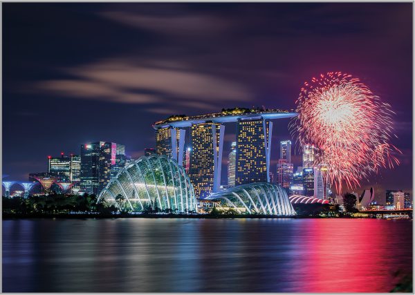LED Bild Singapur Skyline