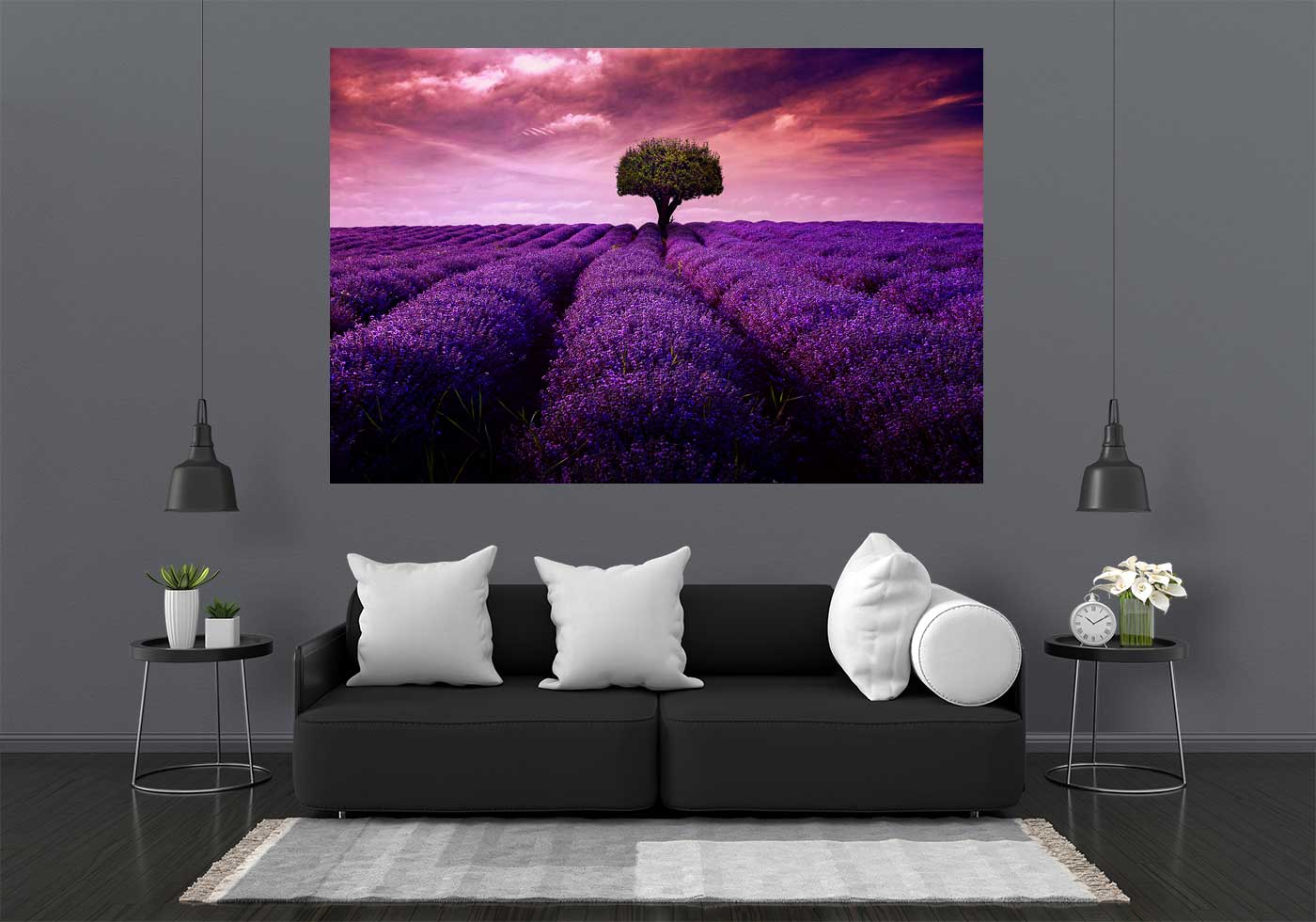 Lavendelfeld Bilder Bild – LED LED Textilspannrahmen